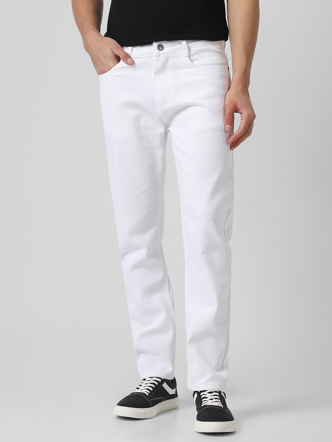 White Slim Fit Stretch Jeans for Men