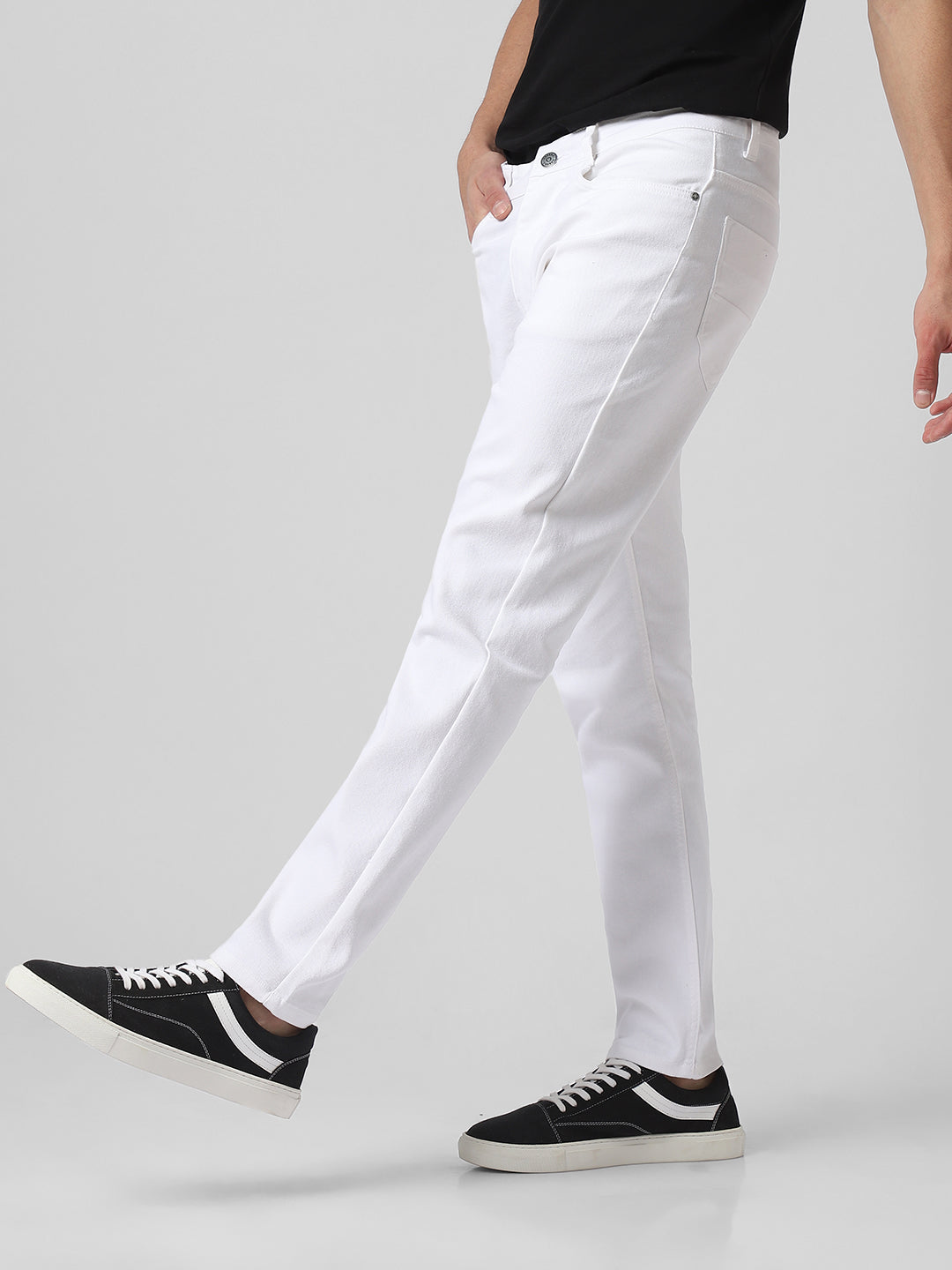 White Slim Fit Stretch Jeans for Men