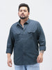 Plus Men's Slate Blue Cotton Full Sleeve Regular Fit Casual Solid Shirt
