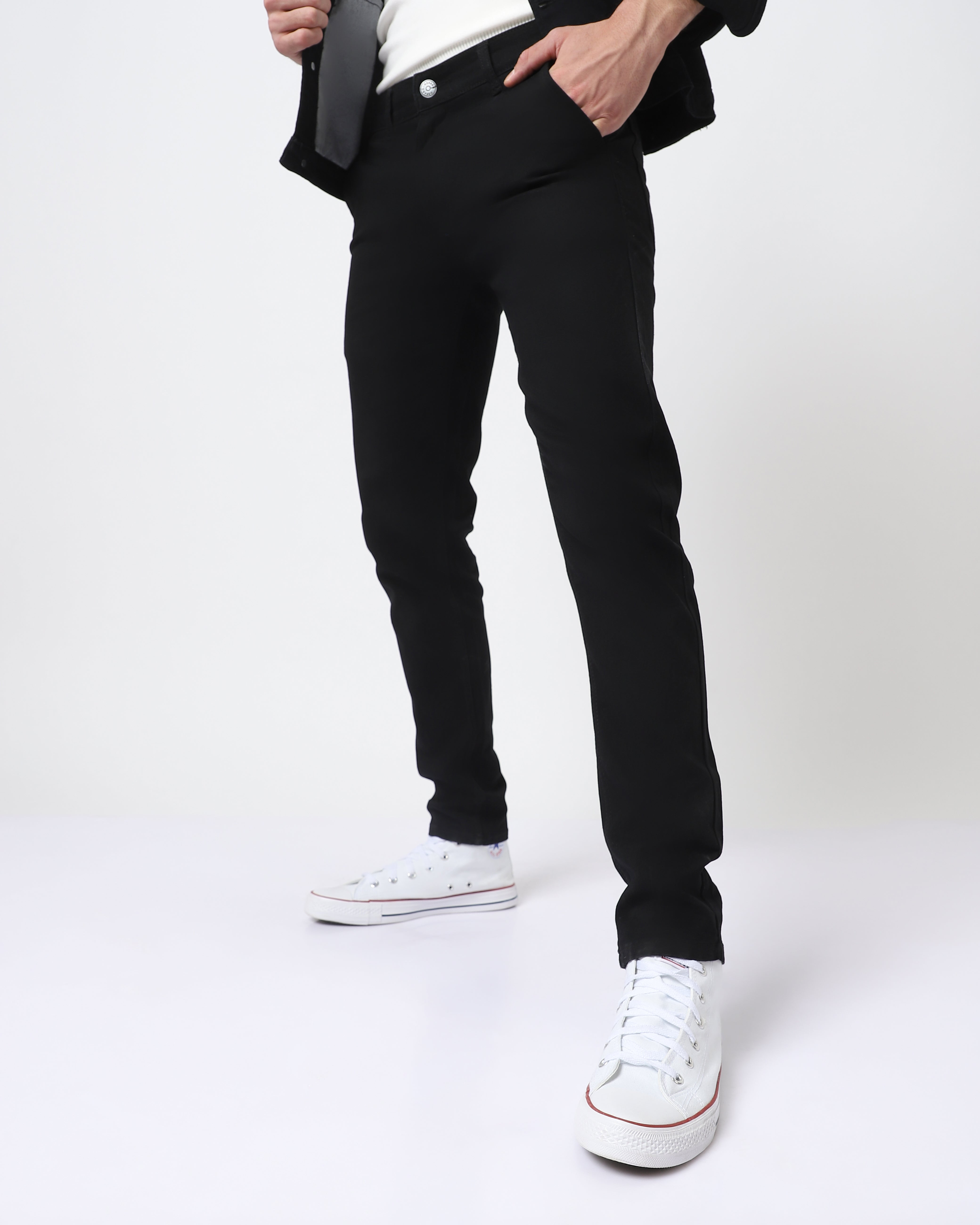 Denim Mens Black Skinny Stretch Trousers Skinny Jeans Black Denim