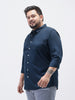 Plus Men's Navy Cotton Full Sleeve Regular Fit Casual Solid Shirt