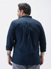Plus Men's Navy Cotton Full Sleeve Regular Fit Casual Solid Shirt