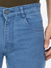 Men's Light Blue Regular Fit Washed Jeans Stretchable