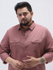 Plus Men's Dusty Pink Cotton Full Sleeve Regular Fit Casual Solid Shirt