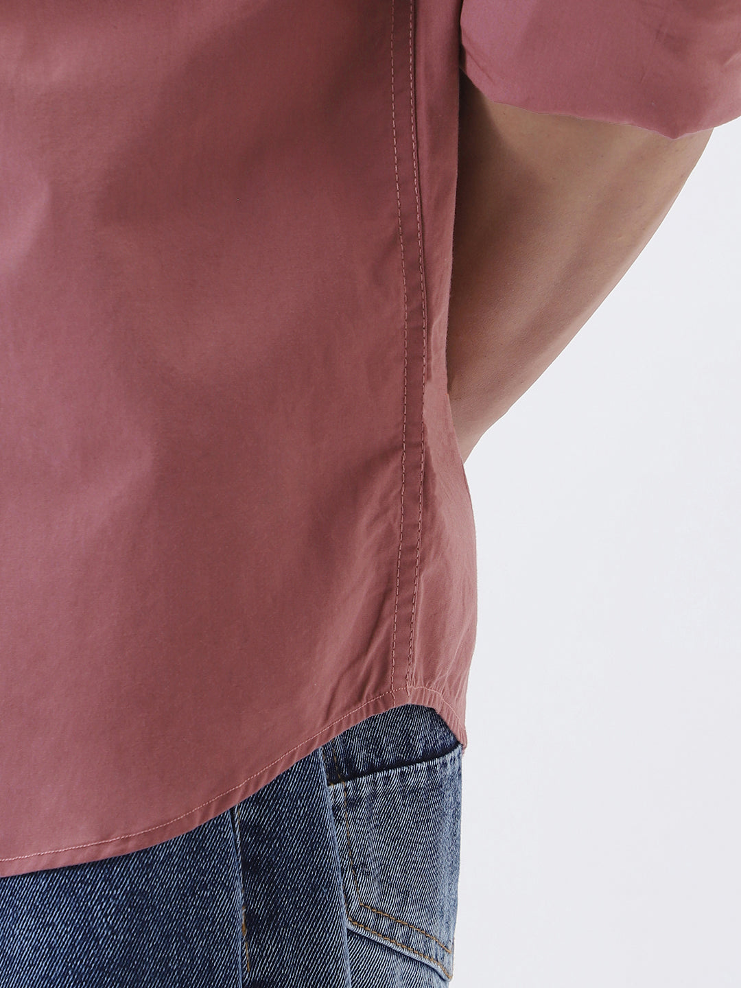 Men's Dusty Pink Cotton Full Sleeve Regular Fit Casual Solid Shirt