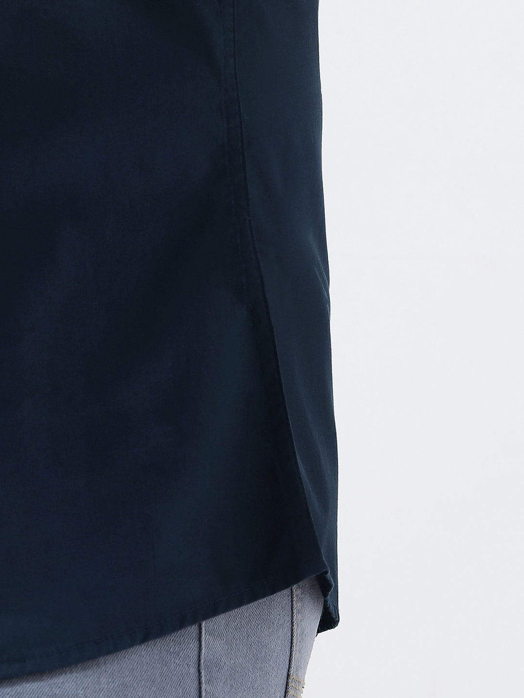 Plus Men's Navy Cotton Full Sleeve Regular Fit Casual Solid Shirt