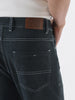 Men's Dark Grey Straight Fit Washed Jeans Stretchable