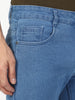 Men's Light Blue Regular Fit Washed Jeans Stretchable