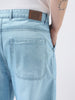 Plus Men's Ice Blue Loose Fit Cargo Carpenter Jeans With 6 Pockets Non-Stretchable