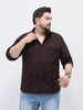 Plus Men's Cocoa Cotton Full Sleeve Regular Fit Casual Solid Shirt