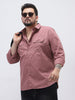 Plus Men's Dusty Pink Cotton Full Sleeve Regular Fit Casual Solid Shirt