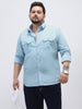 Plus Men's Light Blue Cotton Full Sleeve Regular Fit Casual Solid Shirt