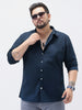 Plus Men's Navy Cotton Full Sleeve Regular Fit Casual Solid Shirt