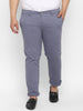 Plus Men's Steel Blue Cotton Regular Fit Casual Chinos Trousers Stretch