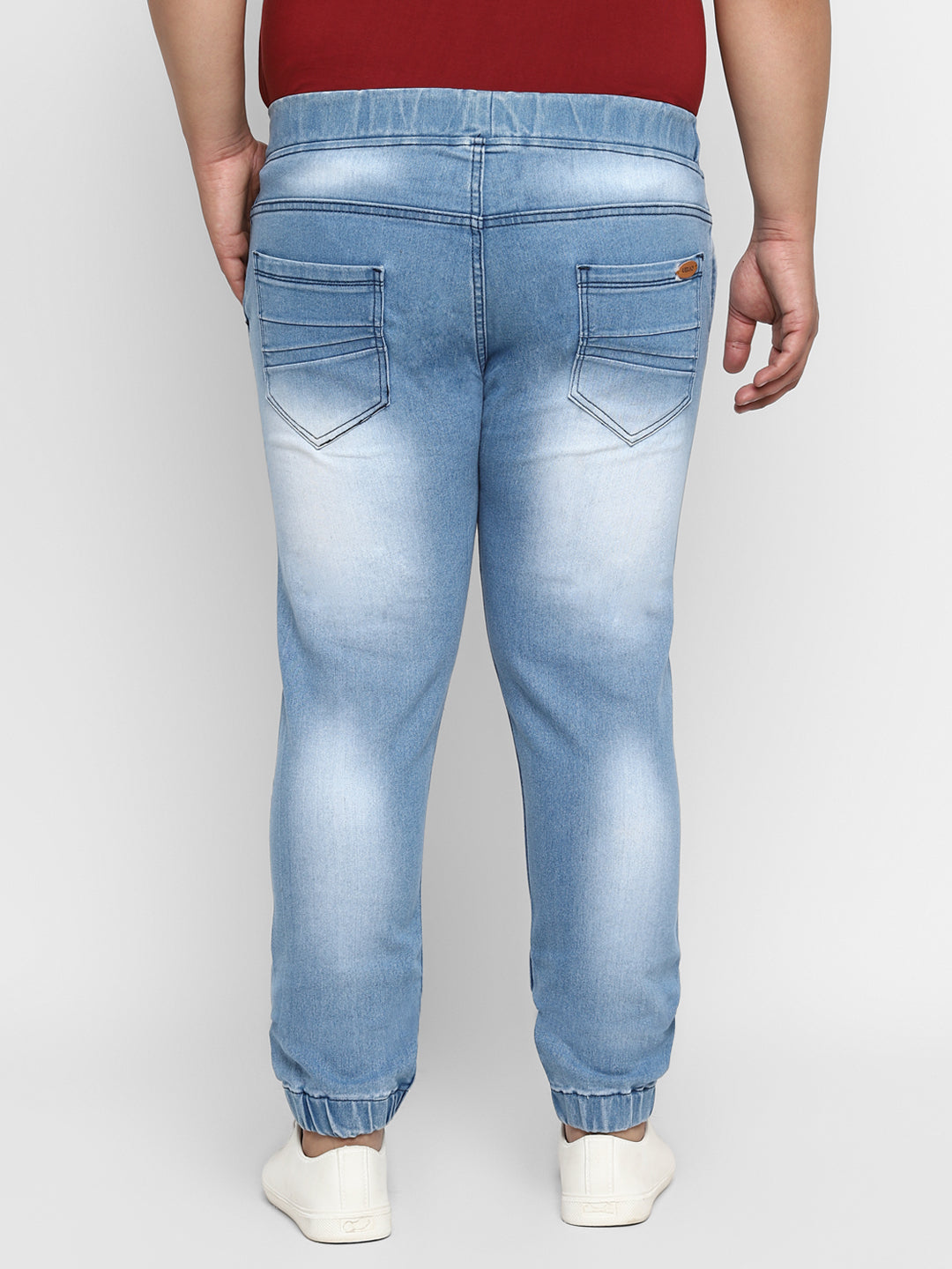 Plus Men's Light Blue Regular Fit Jogger Jeans Stretch