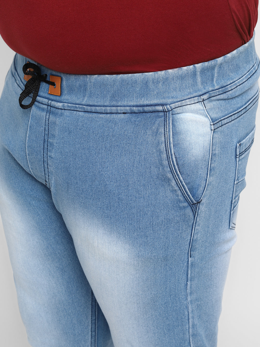 Plus Men's Light Blue Regular Fit Jogger Jeans Stretch