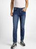 Men's Blue Regular Fit Washed Jeans Stretchable