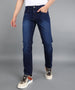 Men's Dark Blue Regular Fit Washed Jeans Stretchable