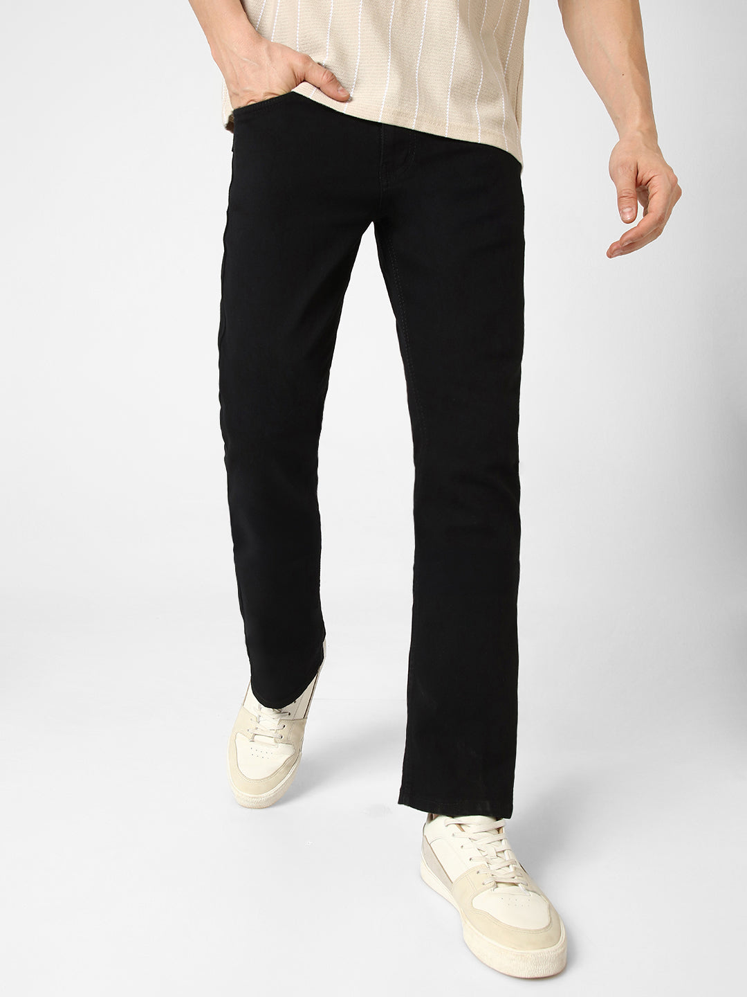 Men's Black Washed Bootcut Jeans Stretchable