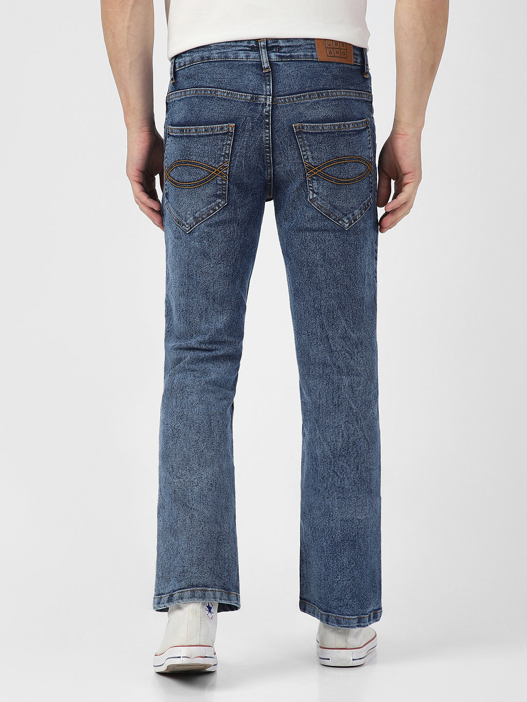 Men's Blue Washed Bootcut Jeans Stretchable