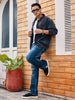 Men's Blue Washed Bootcut Jeans Stretchable
