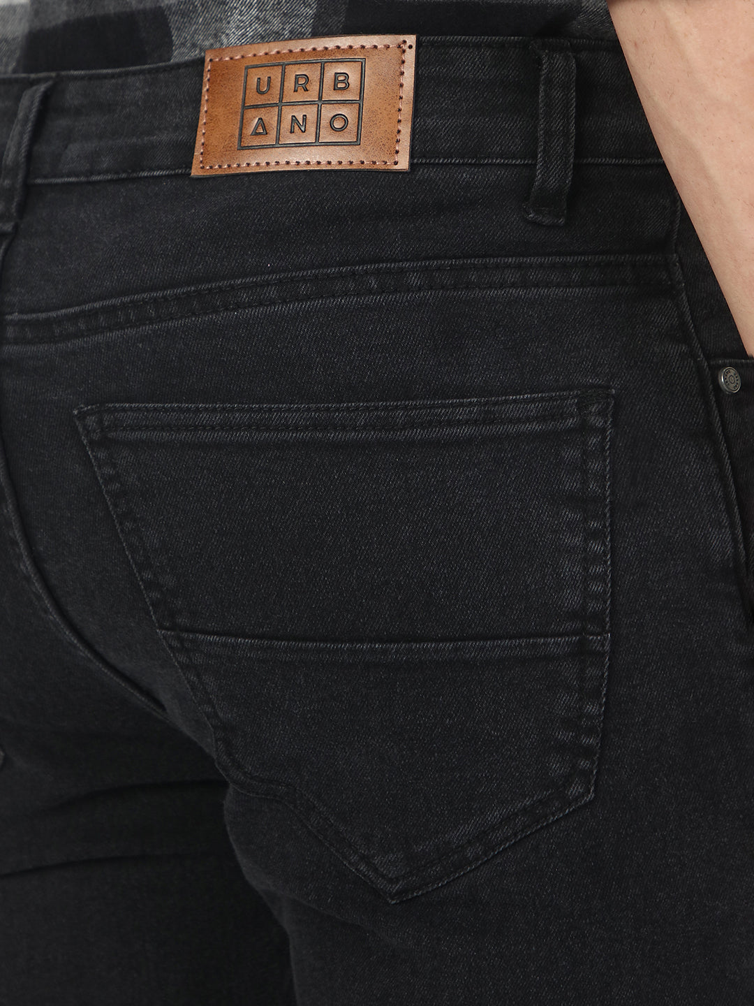 Men's Carbon Grey Regular Fit Washed Jeans Stretchable