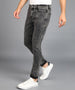 Men's Black Regular Fit Washed Jeans Stretchable