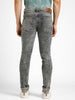 Men's Grey Regular Fit Washed Jeans Stretchable