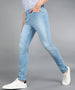 Men's Light Blue Regular Fit Washed Jeans Stretchable