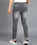 Men's Light Grey Regular Fit Washed Jeans Stretchable