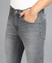 Men's Light Grey Regular Fit Washed Jeans Stretchable