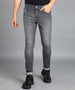 Men's Grey Regular Fit Washed Jeans Stretchable
