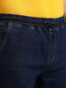 Men's Dark Blue Regular Fit Washed Jogger Jeans Stretchable