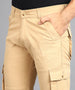 Men's Beige Regular Fit Solid Cargo Chino Pant with 6 Pockets