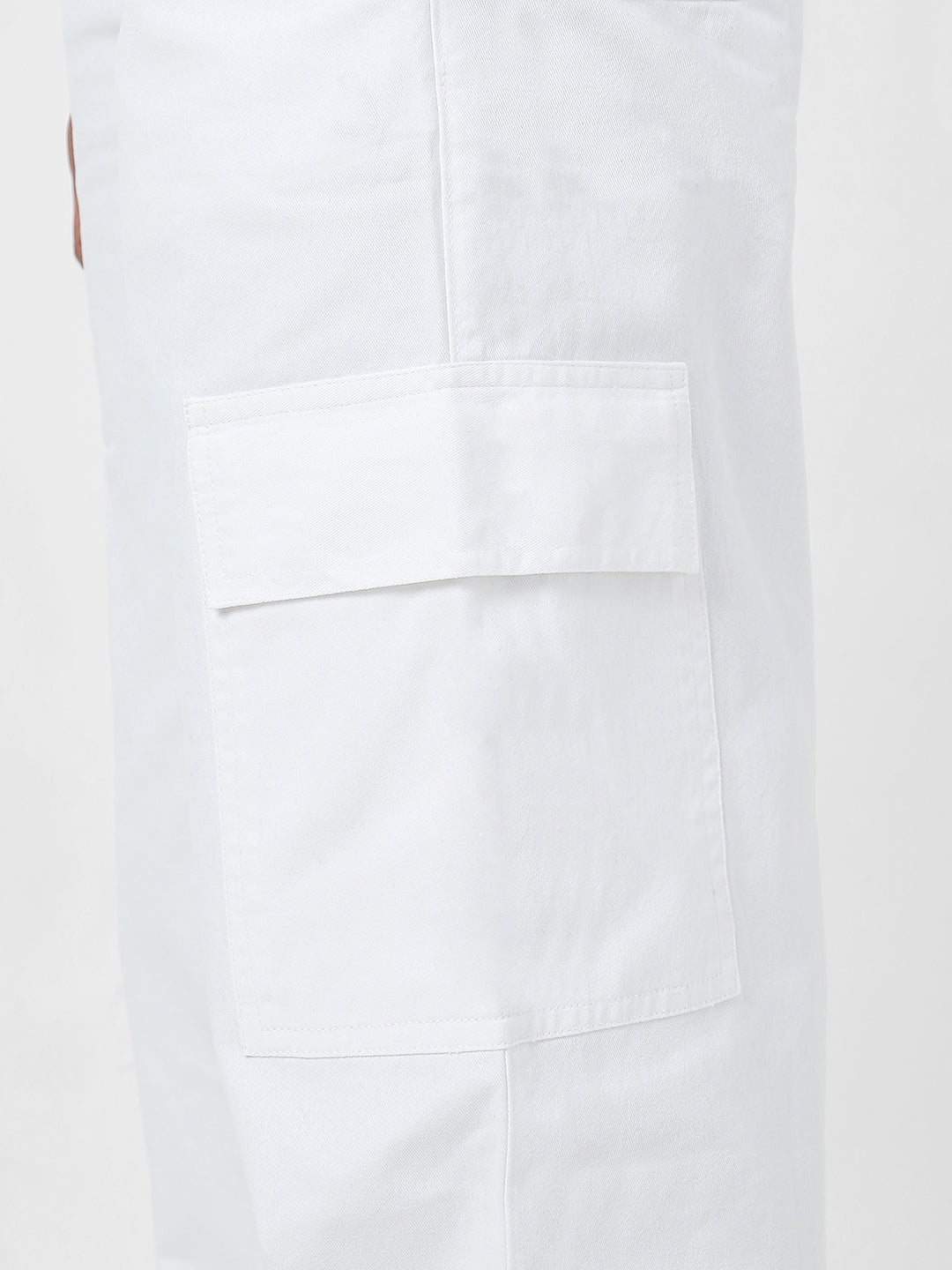 Urbano Fashion Men's White Loose Baggy Fit Solid Cargo Chino Pant with 6 Pockets Non-Stretchable