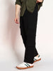 Men's Black Loose Baggy Fit Cargo Chino Pant with 8 Pockets Stretchable