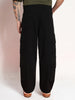 Men's Black Loose Baggy Fit Cargo Chino Pant with 8 Pockets Stretchable