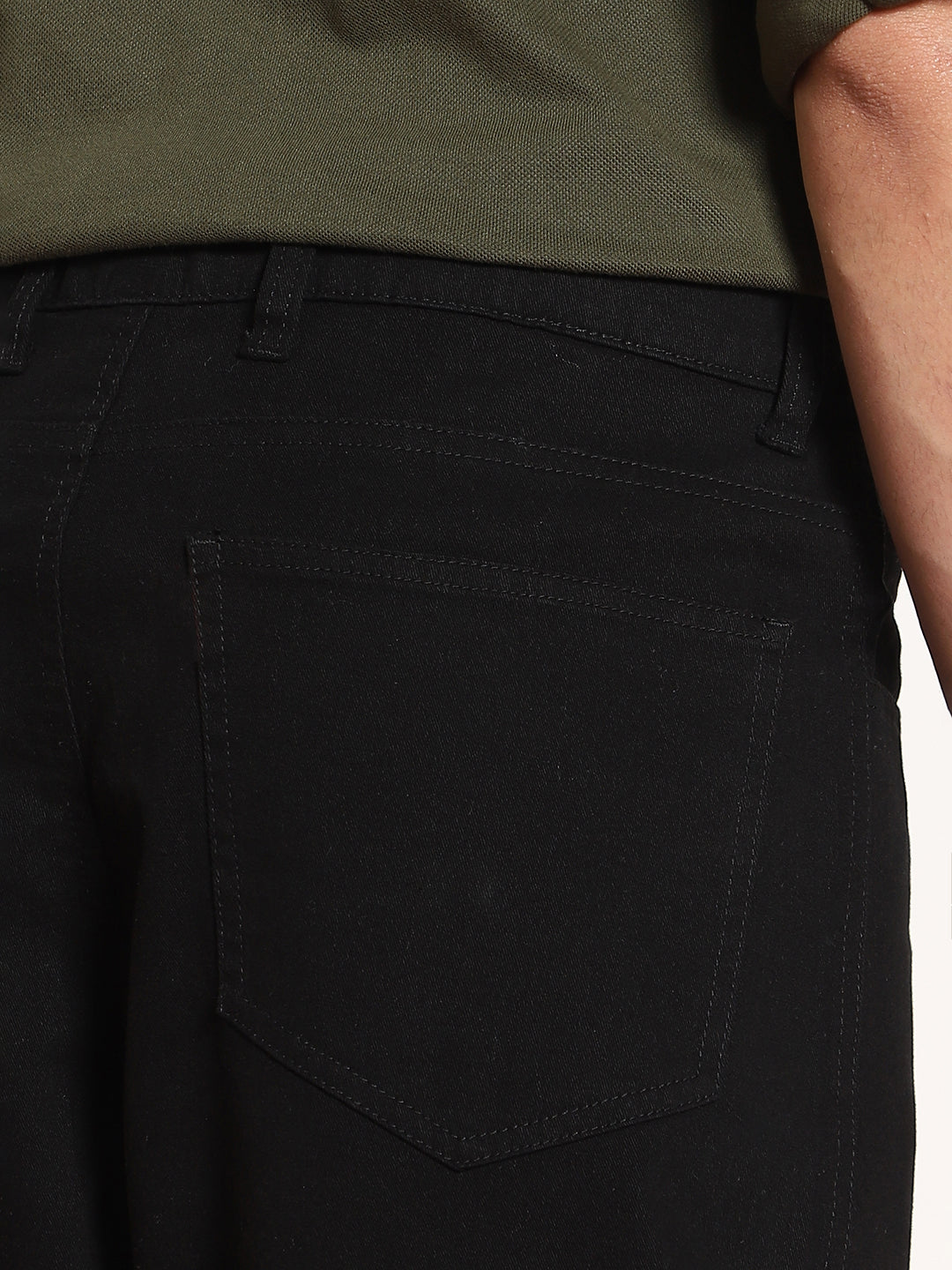 Men's Black Loose Baggy Fit Cargo Chino Pant with 8 Pockets Stretchable
