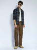 Men's Brown Loose Baggy Fit Cargo Chino Pant with 8 Pockets Stretchable