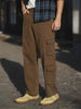 Men's Brown Loose Baggy Fit Cargo Chino Pant with 8 Pockets Stretchable