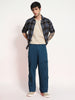 Men's Denim Blue Loose Baggy Fit Cargo Chino Pant with 8 Pockets Stretchable