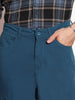 Men's Denim Blue Loose Baggy Fit Cargo Chino Pant with 8 Pockets Stretchable