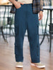 Men's Denim Blue Loose Baggy Fit Cargo Chino Pant with 8 Pockets Stretchable