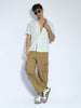 Men's Khaki Loose Baggy Fit Cargo Chino Pant with 8 Pockets Stretchable