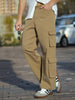 Men's Khaki Loose Baggy Fit Cargo Chino Pant with 8 Pockets Stretchable