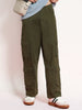 Men's Olive Loose Baggy Fit Cargo Chino Pant with 8 Pockets Stretchable