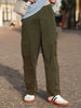 Men's Olive Loose Baggy Fit Cargo Chino Pant with 8 Pockets Stretchable
