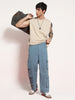 Men's Steel Blue Loose Baggy Fit Cargo Chino Pant with 8 Pockets Stretchable