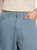 Men's Steel Blue Loose Baggy Fit Cargo Chino Pant with 8 Pockets Stretchable