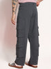 Men's Steel Grey Loose Baggy Fit Cargo Chino Pant with 8 Pockets Stretchable
